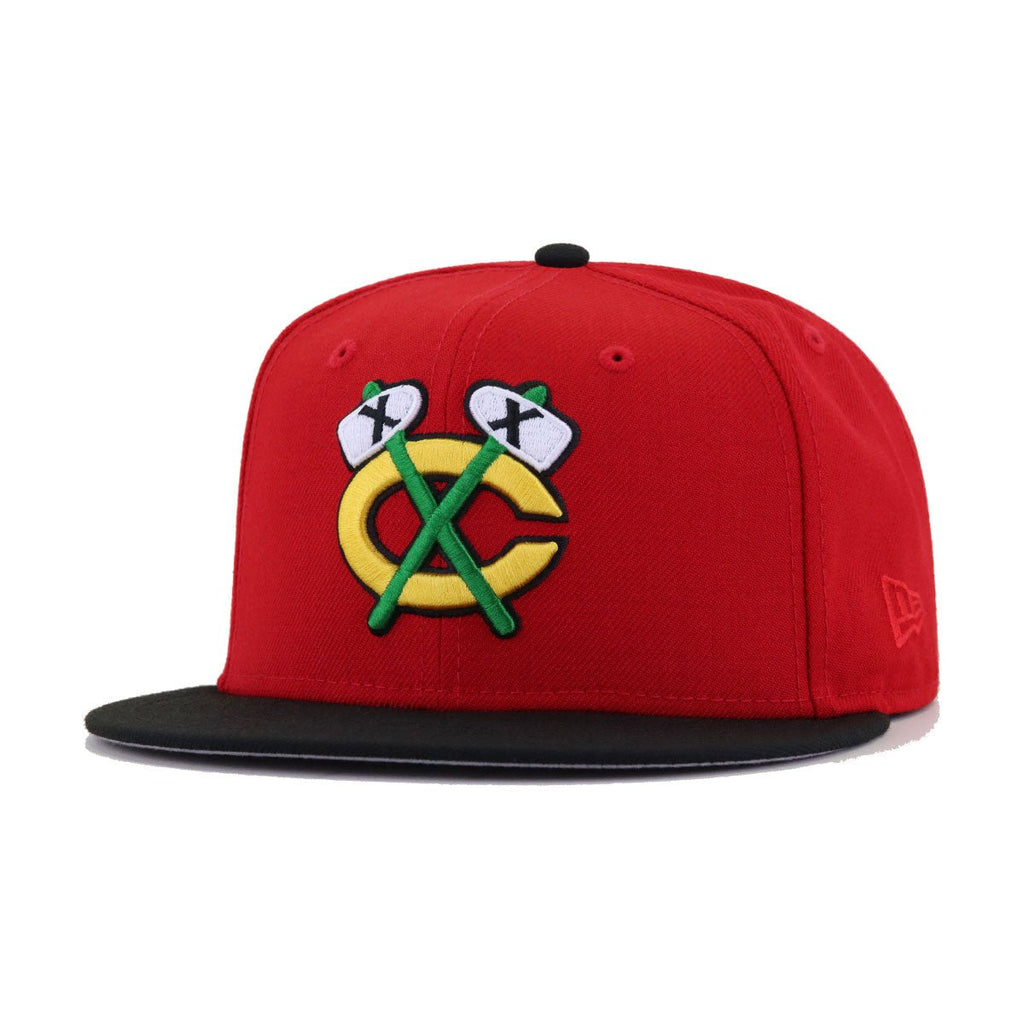 Chicago Blackhawks Scarlet Black New Era 59Fifty Fitted