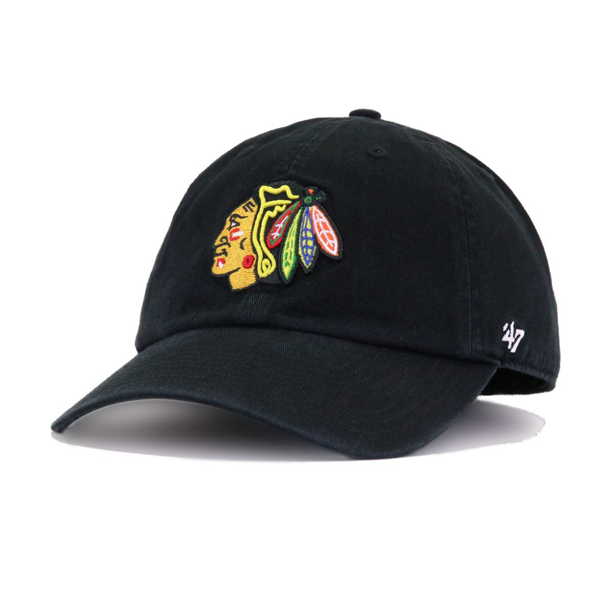Chicago Blackhawks Black 47 Brand Clean Up Dad Hat